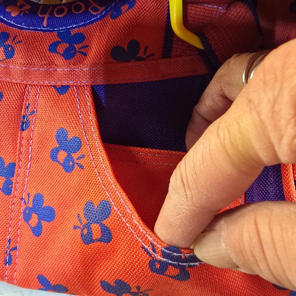 Vintage RARE Disney Winnie the Pooh Diaper Bag Red Purple Canvas Bee Print Tote